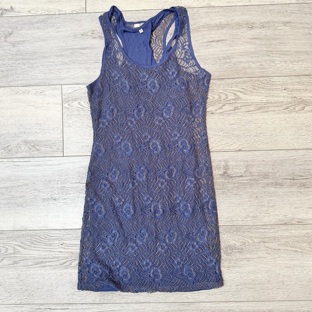 BB Dakota Dress Womens S Sleeveless Lace Crochet Mini Sheet Illusion Tank Y2k
